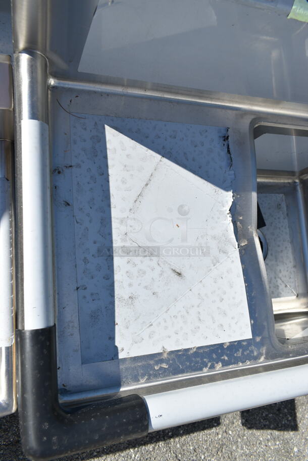 BRAND NEW SCRATCH AND DENT! Regency 600S31515215 79" 16-Gauge Stainless Steel Three Compartment Commercial Sink with Galvanized Steel Legs and 2 Drainboards - 15" x 15" x 12" Bowls. No Legs. - Image 7 of 7