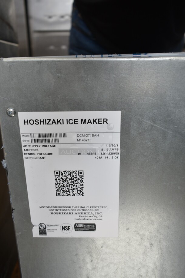 2022 Hoshizaki DCM-271BAH Stainless Steel Commercial Countertop Ice Machine and Water Dispenser. 115 Volts, 1 Phase.  - Image 7 of 7