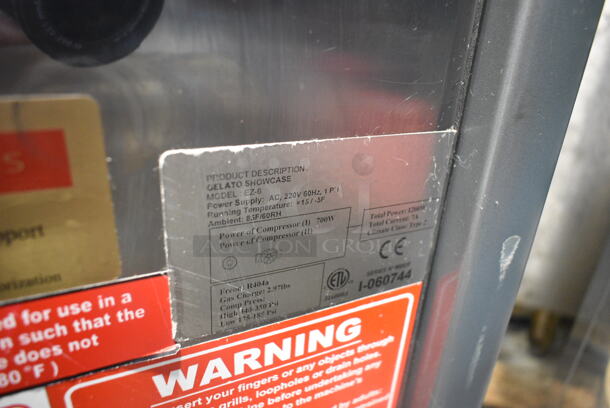 Sevel EZ-6 Stainless Steel Commercial Floor Style Gelato Case on Commercial Casters. 220 Volts, 1 Phase.  - Image 8 of 8