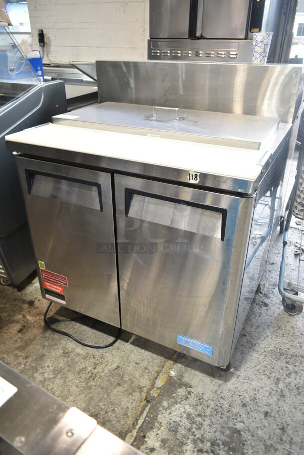 Turbo Air MST-36 Stainless Steel Commercial Sandwich Prep Table on Commercial Casters. 115 Volts, 1 Phase. Tested and Powers On But Does Not Get Cold - Image 2 of 8