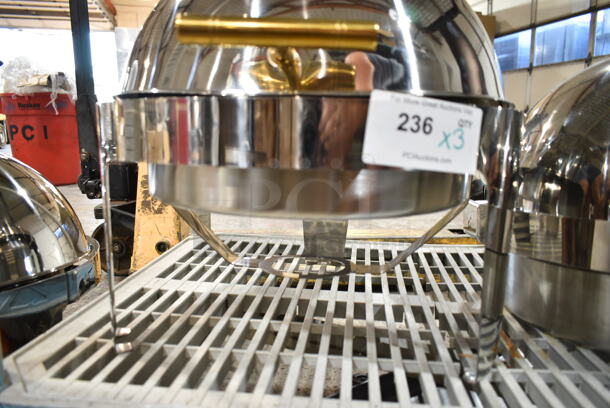 3 BRAND NEW SCRATCH AND DENT! Round Chafers; 2 Acopa Supreme 6.5 Qt. Round Gold Accent Roll Top Chafer and Acopa Supreme 6.5 Qt. Round Chrome Accent Roll Top Chafer. 3 Times Your Bid! - Image 5 of 9