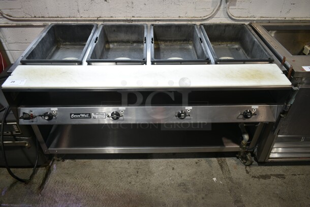 Vollrath 38104 Stainless Steel Commercial Electric Powered 4 Bay Steam Table w/ Under Shelf on Commercial Casters. 120 Volts 1 Phase. Cannot Test Due To Plug Style - Image 1 of 7