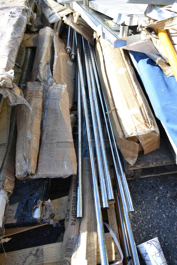 3 BRAND NEW SCRATCH AND DENT! Items Including Regency 460EGP74 74" NSF Green Epoxy Post, XBT-0048, Chrome Finish Poles. May Be Missing Pieces. 3 Times Your Bid!  - Image 8 of 8