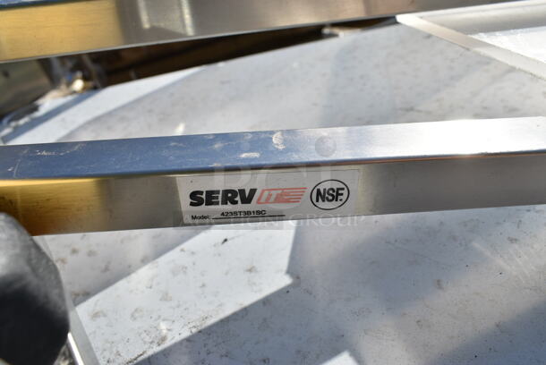 PALLET LOT of 10 BRAND NEW SCRATCH AND DENT! Items Including ServIt 423ST3B1SC Self-Service 2-Sided Sneeze Guard for 3-Pan Steam Tables, Regency 600DOS1872 Stainless Steel Double Deck Overshelf - 18" x 72" x 32", Regency 600TB2460G 24" x 60" 18-Gauge 304 Stainless Steel Commercial Work Tabletop, Avantco 178SSDOS6012 Stainless Steel Double Deck Overshelf - 12" x 60", Sunpentown SR-1151B Built-In Commercial Range, Regency 600GKM3448 48" Mobile Gas Connector Hose Kit with 2 Elbows, Full Port Valve, Restraining Device, and Quick Disconnect - 3/4". May Be Missing Pieces. 10 Times Your Bid!  - Image 2 of 12