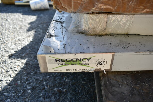 PALLET LOT of 10 BRAND NEW SCRATCH AND DENT! Items Including ServIt 423ST3B1SC Self-Service 2-Sided Sneeze Guard for 3-Pan Steam Tables, Regency 600DOS1872 Stainless Steel Double Deck Overshelf - 18" x 72" x 32", Regency 600TB2460G 24" x 60" 18-Gauge 304 Stainless Steel Commercial Work Tabletop, Avantco 178SSDOS6012 Stainless Steel Double Deck Overshelf - 12" x 60", Sunpentown SR-1151B Built-In Commercial Range, Regency 600GKM3448 48" Mobile Gas Connector Hose Kit with 2 Elbows, Full Port Valve, Restraining Device, and Quick Disconnect - 3/4". May Be Missing Pieces. 10 Times Your Bid!  - Image 4 of 12