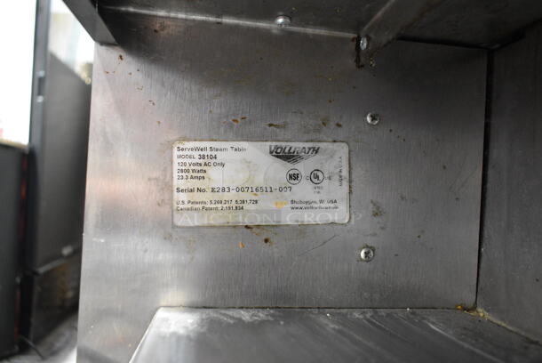 Vollrath 38104 Stainless Steel Commercial Electric Powered 4 Bay Steam Table w/ Under Shelf on Commercial Casters. 120 Volts 1 Phase. Cannot Test Due To Plug Style - Image 7 of 7