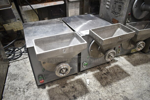 2 Olde Tyme PN2 Stainless Steel Commercial Countertop Nut Grinder Base w/ Hopper Mount. 115 Volts, 1 Phase. 2 Times Your Bid! Tested and Working! - Image 1 of 12