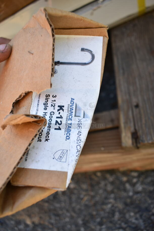 PALLET LOT of 10 BRAND NEW SCRATCH AND DENT! Items Including ServIt 423ST3B1SC Self-Service 2-Sided Sneeze Guard for 3-Pan Steam Tables, Regency 600DOS1872 Stainless Steel Double Deck Overshelf - 18" x 72" x 32", Regency 600TB2460G 24" x 60" 18-Gauge 304 Stainless Steel Commercial Work Tabletop, Avantco 178SSDOS6012 Stainless Steel Double Deck Overshelf - 12" x 60", Sunpentown SR-1151B Built-In Commercial Range, Regency 600GKM3448 48" Mobile Gas Connector Hose Kit with 2 Elbows, Full Port Valve, Restraining Device, and Quick Disconnect - 3/4". May Be Missing Pieces. 10 Times Your Bid!  - Image 12 of 12