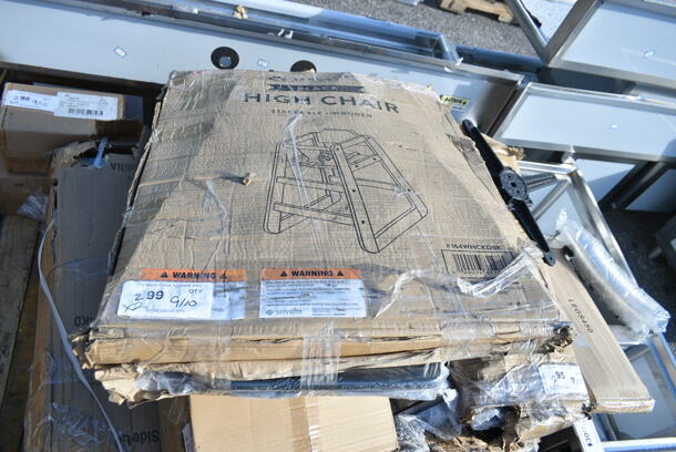2 BRAND NEW SCRATCH AND DENT! Lancaster Table & Seating 164WHCKDBK Bar Height Wooden High Chair with Black Finish - Unassembled. 2 Times Your Bid!  - Image 2 of 5