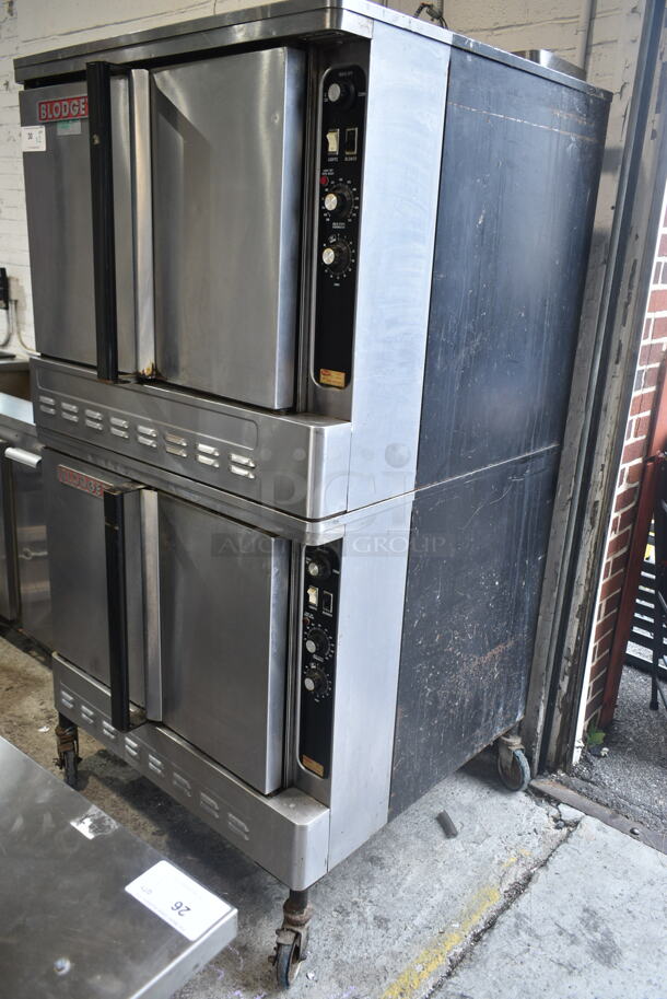 2 Blodgett Stainless Steel Commercial Natural Gas Powered Full Size Convection Ovens w/ Solid Doors, Metal Oven Racks and Thermostatic Controls on Commercial Casters. 2 Times Your Bid!  - Image 2 of 9