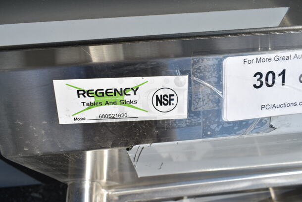 BRAND NEW SCRATCH AND DENT! Regency 600S21620 39" 16 Gauge Stainless Steel Two Compartment Commercial Sink with Stainless Steel Legs and Cross Bracing - 16" x 20" x 12" Bowls - Image 7 of 7