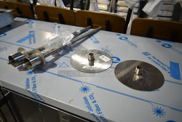 ALL ONE MONEY! Lot of BRAND NEW SCRATCH AND DENT! Items Including 2 Avantco 177023080010 Round Grease Protecting Plate for VB200 Series, 2 Avantco 17700403146L Round Spit Base for VB200 Series Vertical Broilers, Vollrath Stainless Steel Stand. - Image 5 of 11