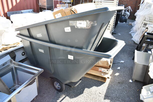 2 BRAND NEW SCRATCH AND DENT! Lavex 475AG001TBGY Dark Gray Poly 0.5 cu. yard Tilt Truck. 300 lb. 2 Times Your Bid!  - Image 2 of 7