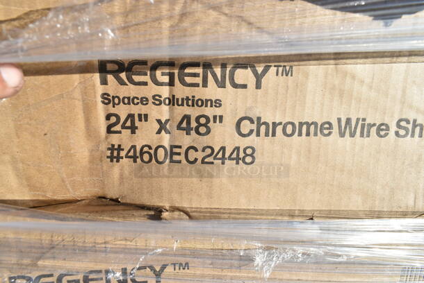 2 BRAND NEW SCRATCH AND DENT! Regency 460EC2448 24" x 48" NSF Chrome Wire Shelf. May Be Missing Pieces. 2 Times Your Bid!   - Image 3 of 4