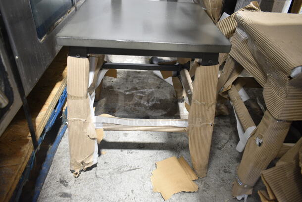8 BRAND NEW SCRATCH AND DENT! Chairs; Black Metal Dining Height Chair w/ Gray Seat Cushion and Back Rest and Black Metal Bar Height Chairs w/ Tan Cushion and Back Rest. 8 Times Your Bid! - Image 5 of 10