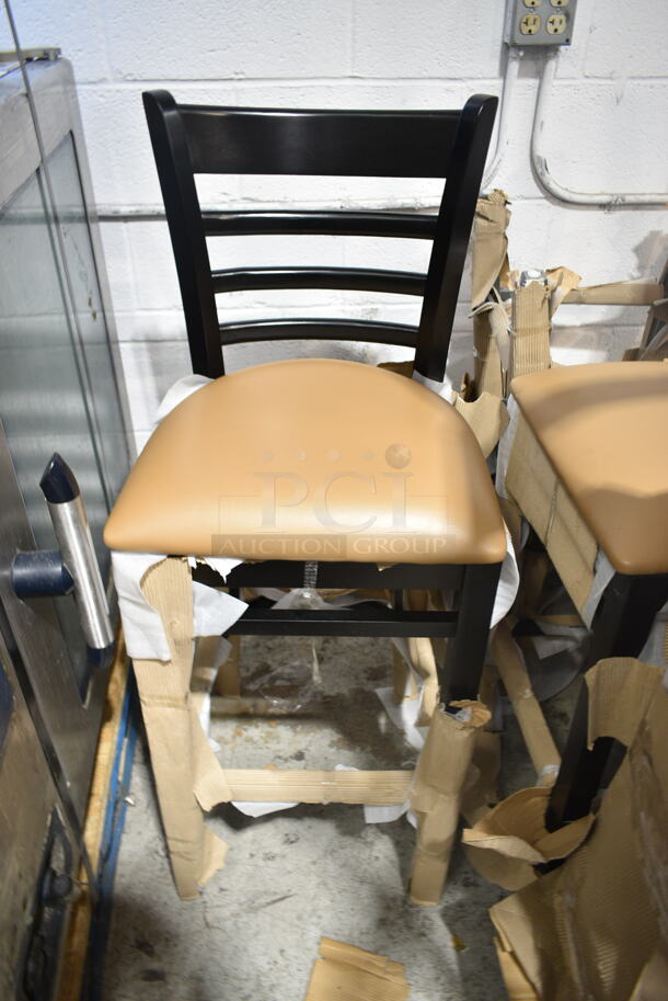 8 BRAND NEW SCRATCH AND DENT! Chairs; Black Metal Dining Height Chair w/ Gray Seat Cushion and Back Rest and Black Metal Bar Height Chairs w/ Tan Cushion and Back Rest. 8 Times Your Bid! - Image 7 of 10