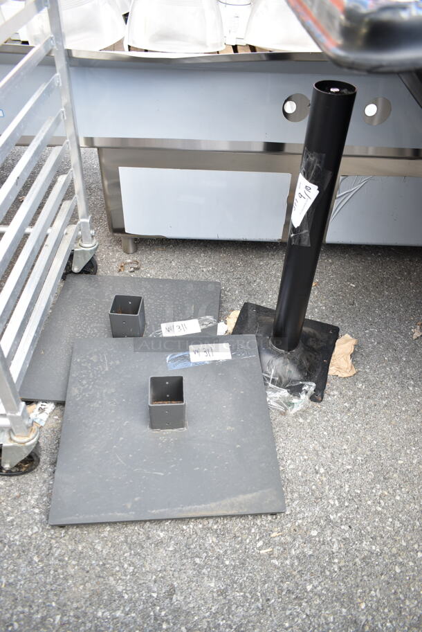 ALL ONE MONEY! Lot of 3 BRAND NEW SCRATCH AND DENT! Items Metal Table Base Column and 2 Bases.  - Image 1 of 4