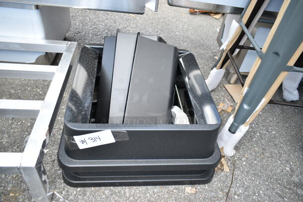 3 BRAND NEW SCRATCH AND DENT!  Black Poly Trash Can Lids Including Lavex 475SQLD35BK 35 / 50 Gallon Black Square Trash Can Swing Lid. 3 Times Your Bid!  - Image 5 of 8