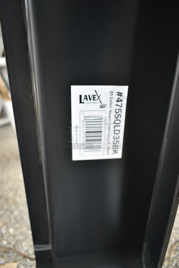 3 BRAND NEW SCRATCH AND DENT!  Black Poly Trash Can Lids Including Lavex 475SQLD35BK 35 / 50 Gallon Black Square Trash Can Swing Lid. 3 Times Your Bid!  - Image 8 of 8