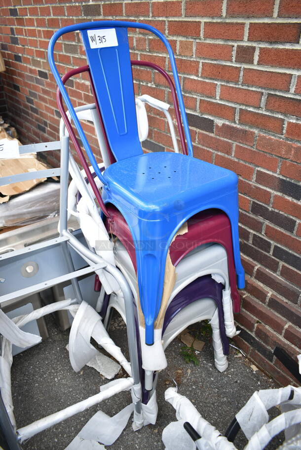 13 BRAND NEW SCRATCH AND DENT! Items Including White Poly Folding Chairs, Tolix Style Bar Stool, Gray Metal Bar Height Chair Frame, Black Ladder Back Dining Height Chair, Tolix Style Outdoor Patio Chairs. 13 Times Your Bid!  - Image 10 of 12