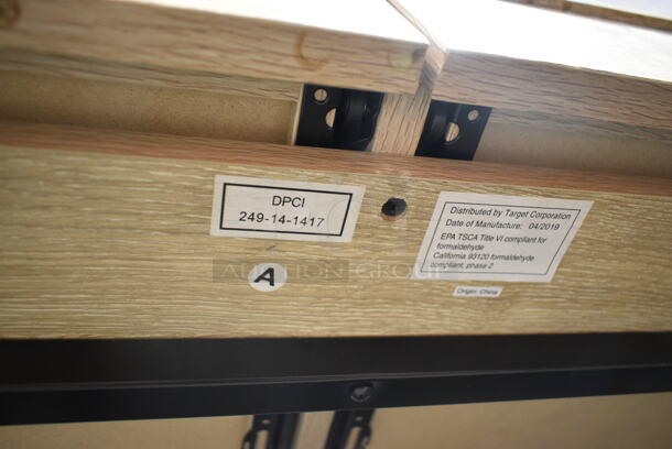 Wood Pattern Table w/ 2 Drawers.  - Image 9 of 9