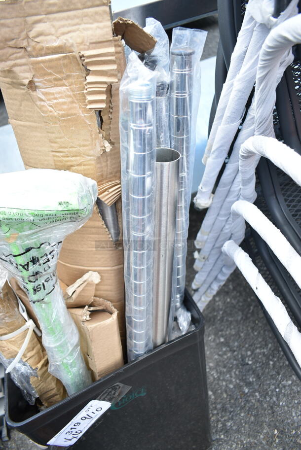 6 BRAND NEW SCRATCH AND DENT! Items Including X0045WATZV Zonon 4 Pack Hook, Regency 600CBWT3084 Cross Brace for 30" x 84" Work Tables, Chrome Finish Poles, Choice Black Trash Can. 6 Times Your Bid!  - Image 4 of 9