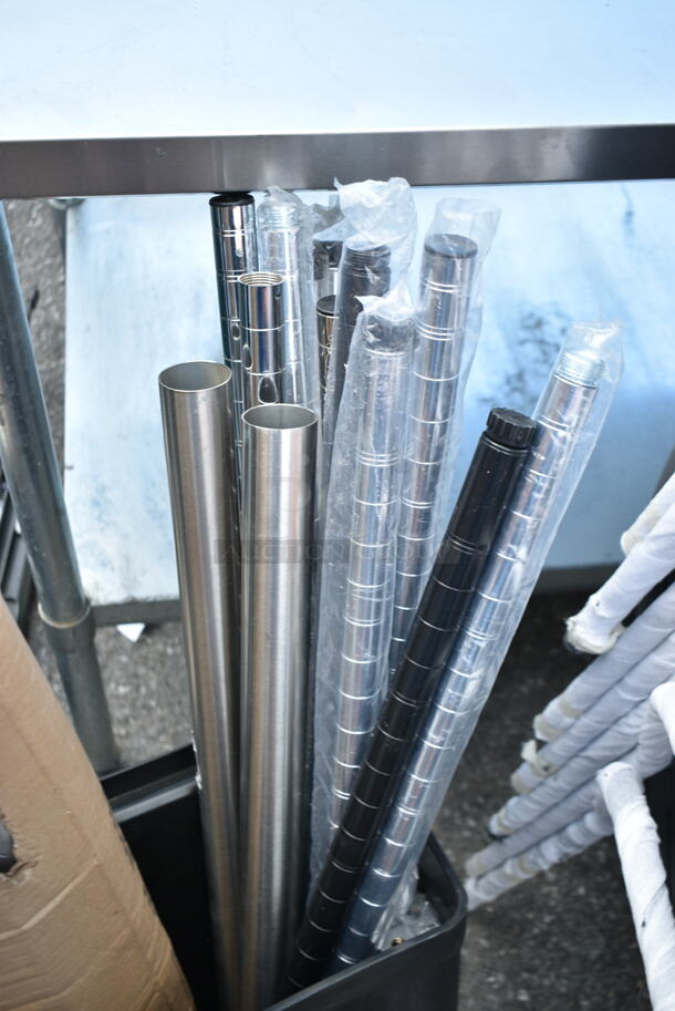 6 BRAND NEW SCRATCH AND DENT! Items Including X0045WATZV Zonon 4 Pack Hook, Regency 600CBWT3084 Cross Brace for 30" x 84" Work Tables, Chrome Finish Poles, Choice Black Trash Can. 6 Times Your Bid!  - Image 9 of 9