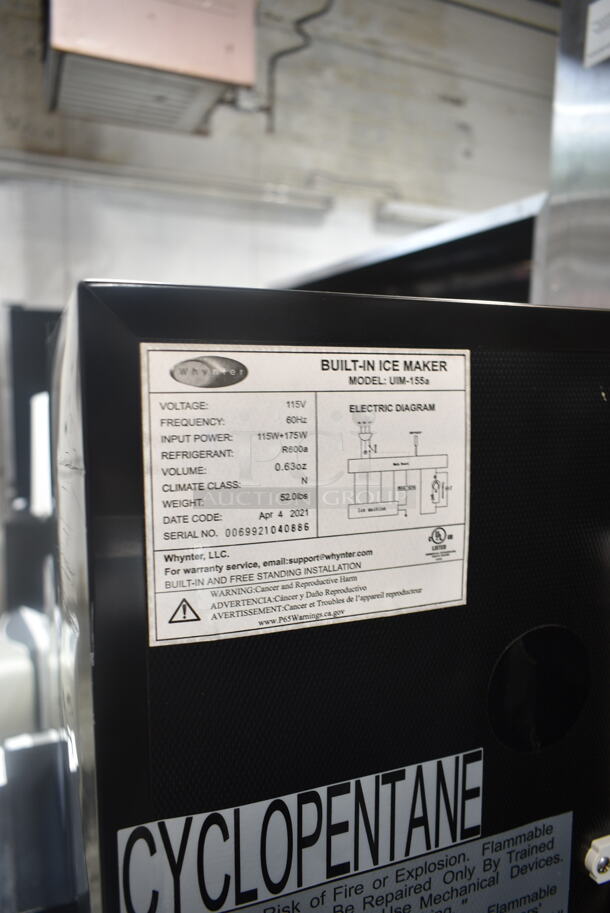 BRAND NEW SCRATCH AND DENT! Whynter UIM-155a 15" Built In Ice Maker Machine 12lb. 115 Volts, 1 Phase. Tested and Working! - Image 10 of 10