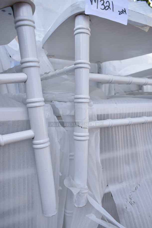 24 BRAND NEW SCRATCH AND DENT! Lancaster Table & Seating 164CHIARSWHT White Resin Chiavari Chair. 24 Times Your Bid!  - Image 5 of 6