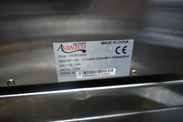BRAND NEW SCRATCH AND DENT! Avantco 177CPO16TS Stainless Steel Countertop Pizza / Snack Oven with Adjustable Thermostatic Control. 120 Volts, 1 Phase. Tested and Working! - Image 8 of 8