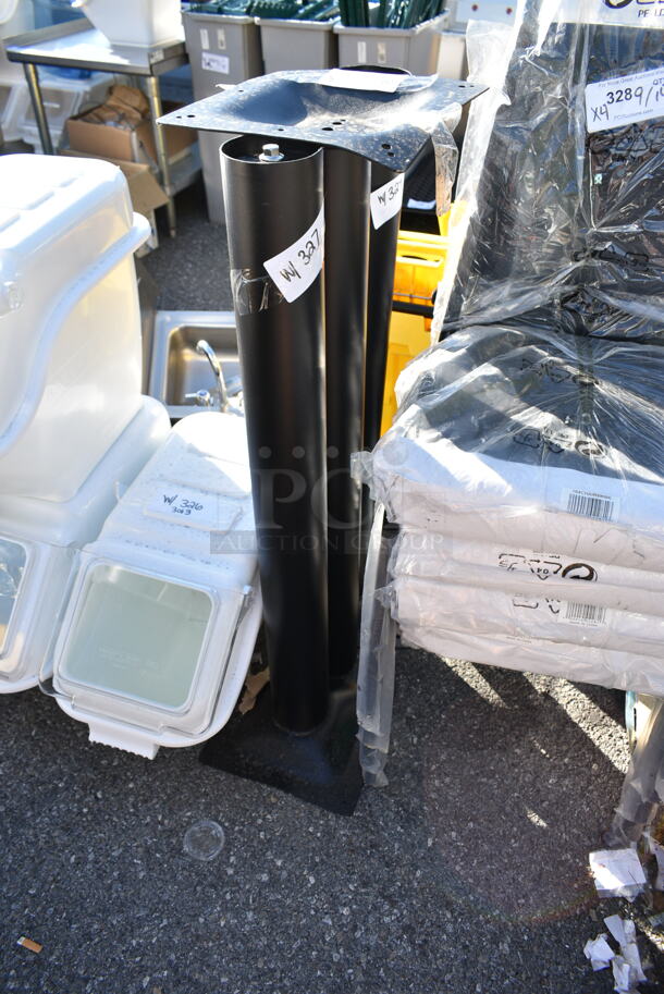 3 BRAND NEW SCRATCH AND DENT! Black Metal Table Base Column. 3 Times Your Bid!  - Image 1 of 5