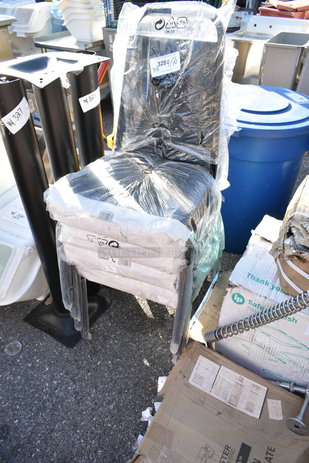4 BRAND NEW SCRATCH AND DENT! Lancaster Table & Seating 164CHAIRBKBK Black Stackable Chair with 2" Padded Seat. 4 Times Your Bid!  - Image 3 of 4