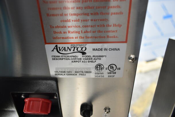 BRAND NEW SCRATCH AND DENT! Avantco 177CMAPADJ Automatic Airpot Coffee Maker with Adjustable Shelf and Metal Brew Basket. 120 Volts, 1 Phase.  - Image 8 of 8