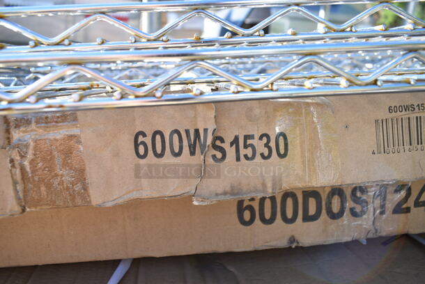 PALLET LOT of 4 BRAND NEW Items Including Regency 600WS1530  18 Gauge Stainless Steel 15" Wide Solid Wall Shelf, Regency 600DOS1248 Double Deck Overshelf, 427TB3030 Lancaster Table & Seating Excalibur 30" x 30" Cross Outdoor Table Base Plate, Regency 460EGSC2436 NSF Green Wire Security Cage - 24" x 36" x 61". 4 Times Your Bid!  - Image 2 of 10
