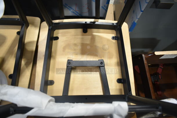 10 BRAND NEW SCRATCH AND DENT! Lancaster Table & Seating Black Metal Bar Height Chair w/ Wooden Seat and Back Rest. 10 Times Your Bid! - Image 5 of 5