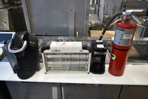 4 Various Items Including Keurig Single Cup Coffee Machine, Cook's Essentials CM-111 Coffee Machine, Liba Bug Zapper, Buckeye Wet Chemical Fire Extinguisher. We Will Not Ship the Fire Extinguisher. 4 Times Your Bid!  - Image 1 of 12