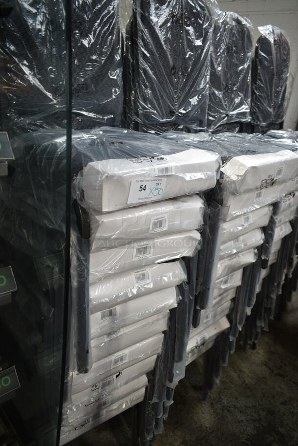 50 BRAND NEW SCRATCH AND DENT! Lancaster Table & Seating 164BNQCRBLK Black Pattern Fabric Crown Back Stackable Banquet Chair with Silver Vein Frame. 50 Times Your Bid! - Image 7 of 8