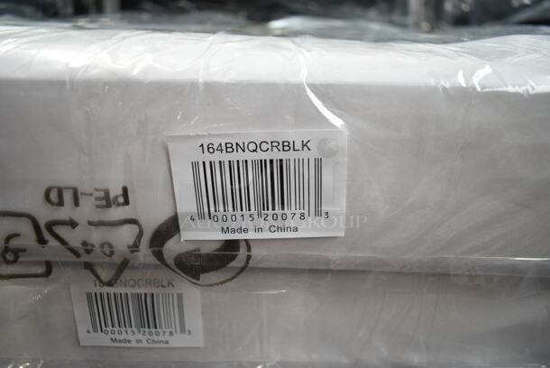 50 BRAND NEW SCRATCH AND DENT! Lancaster Table & Seating 164BNQCRBLK Black Pattern Fabric Crown Back Stackable Banquet Chair with Silver Vein Frame. 50 Times Your Bid! - Image 8 of 8