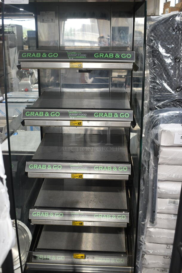 Fri-jado MD25-5 SB Stainless Steel Commercial Open Grab N Go Merchandiser w/ Metal Shelves on Commercial Casters. 208 Volts, 1 Phase.  - Image 2 of 5