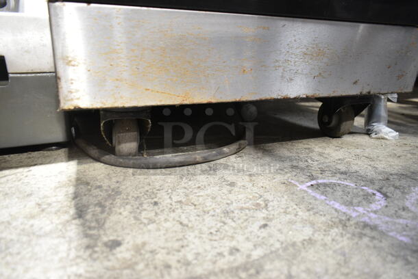 Fri-jado MD25-5 SB Stainless Steel Commercial Open Grab N Go Merchandiser w/ Metal Shelves on Commercial Casters. 208 Volts, 1 Phase.  - Image 3 of 5