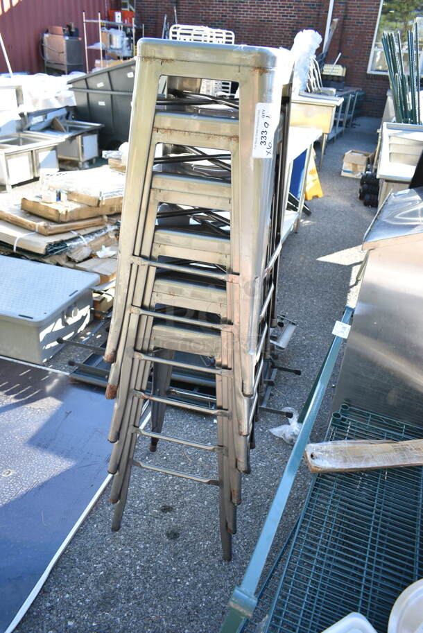 6 Gray Metal Tolix Style Bar Stools. 6 Times Your Bid!  - Image 1 of 2
