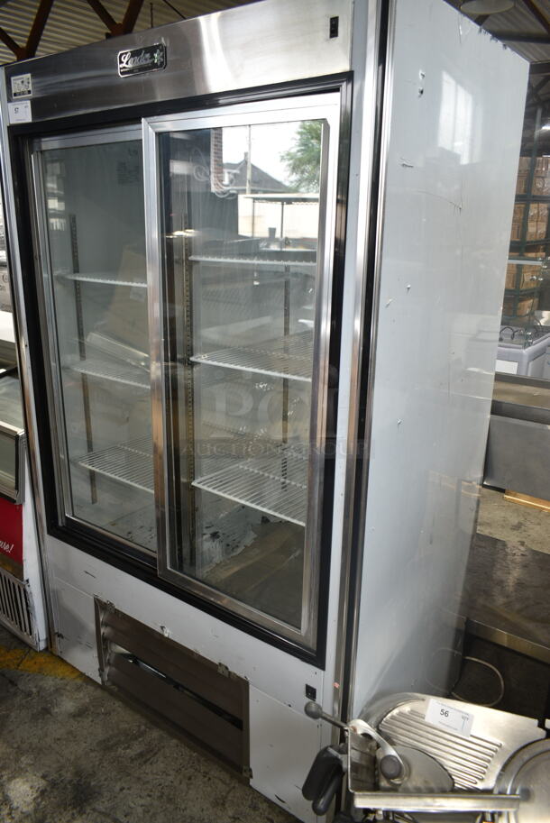 Leader Stainless Steel Commercial 2 Door Reach In Cooler Merchandiser w/ Poly Coated Racks. Tested and Powers On But Does Not Get Cold - Image 2 of 7
