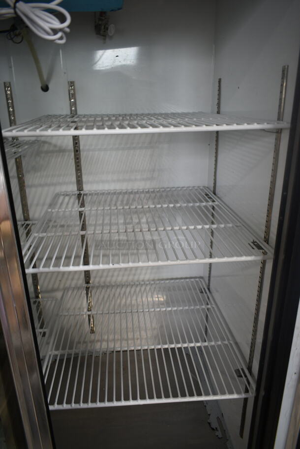 Leader Stainless Steel Commercial 2 Door Reach In Cooler Merchandiser w/ Poly Coated Racks. Tested and Powers On But Does Not Get Cold - Image 4 of 7