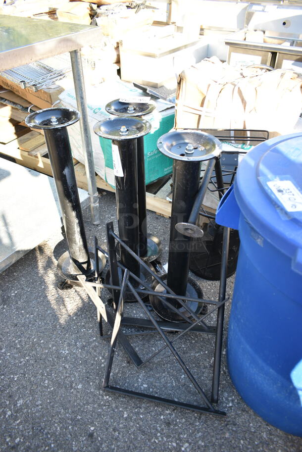 ALL ONE MONEKY! Lot of 6 Various Items Including Metal Table Base Columns, Trash Can and Frame.  - Image 1 of 8