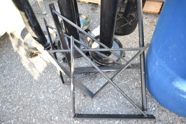 ALL ONE MONEKY! Lot of 6 Various Items Including Metal Table Base Columns, Trash Can and Frame.  - Image 2 of 8