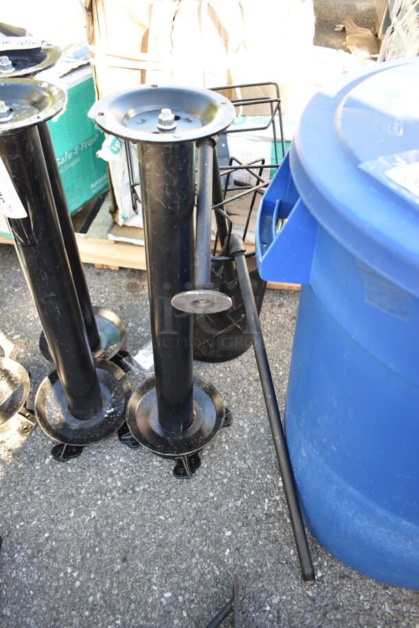 ALL ONE MONEKY! Lot of 6 Various Items Including Metal Table Base Columns, Trash Can and Frame.  - Image 5 of 8