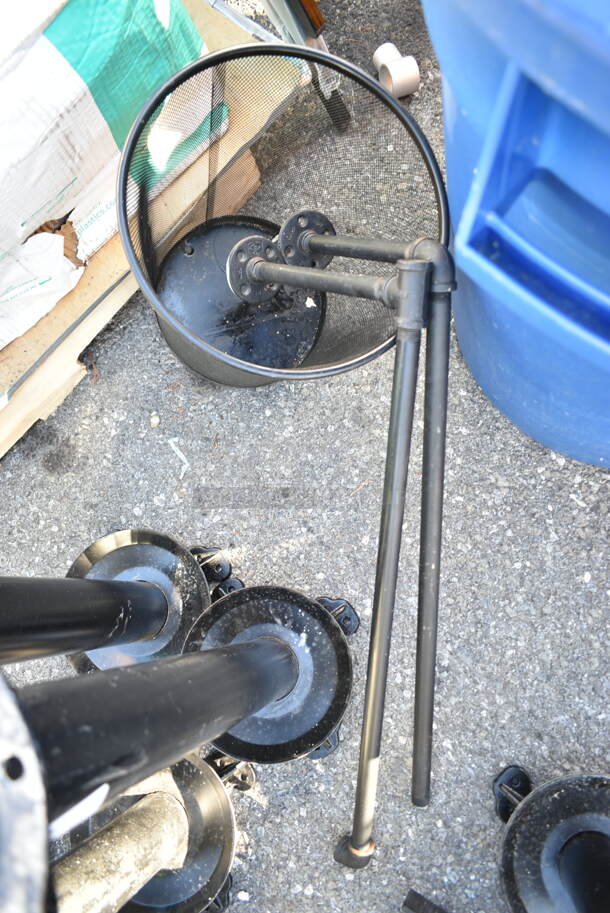ALL ONE MONEKY! Lot of 6 Various Items Including Metal Table Base Columns, Trash Can and Frame.  - Image 7 of 8