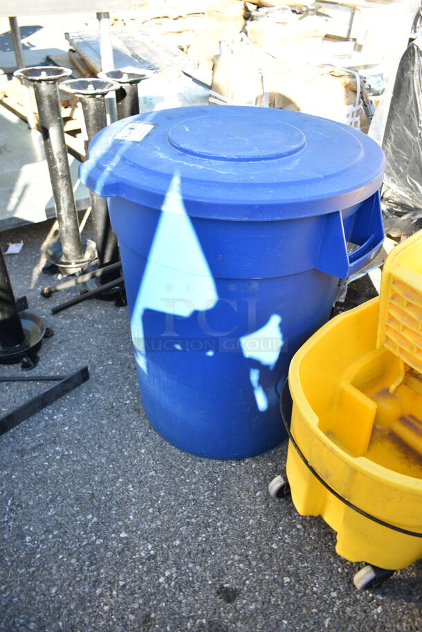 4 Various Items; Yellow Mop Bucket, 2 Wet Floor Caution Signs and 1 Blue Trash Can. 4 Times Your Bid!  - Image 7 of 10