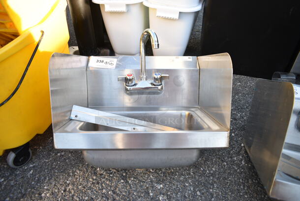 John Boos PBHS-W-1410-SSLR Stainless Steel Commercial Single Bay Wall Mount Sink w/ Faucet, Handles and Wall Mount Bar - Image 2 of 6