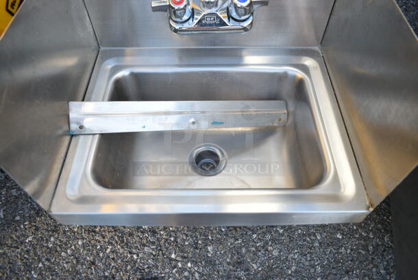 John Boos PBHS-W-1410-SSLR Stainless Steel Commercial Single Bay Wall Mount Sink w/ Faucet, Handles and Wall Mount Bar - Image 4 of 6